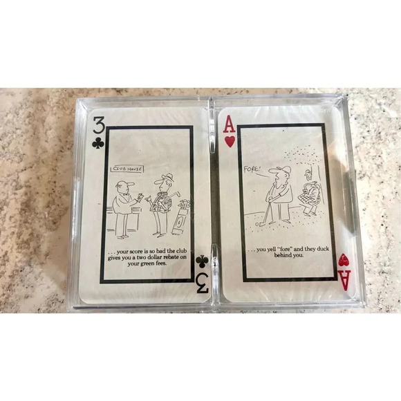 Vintage Golf Game Trouble Comedy Bridge Playing Cards Double Deck Funny Sealed N - Picture 3 of 7